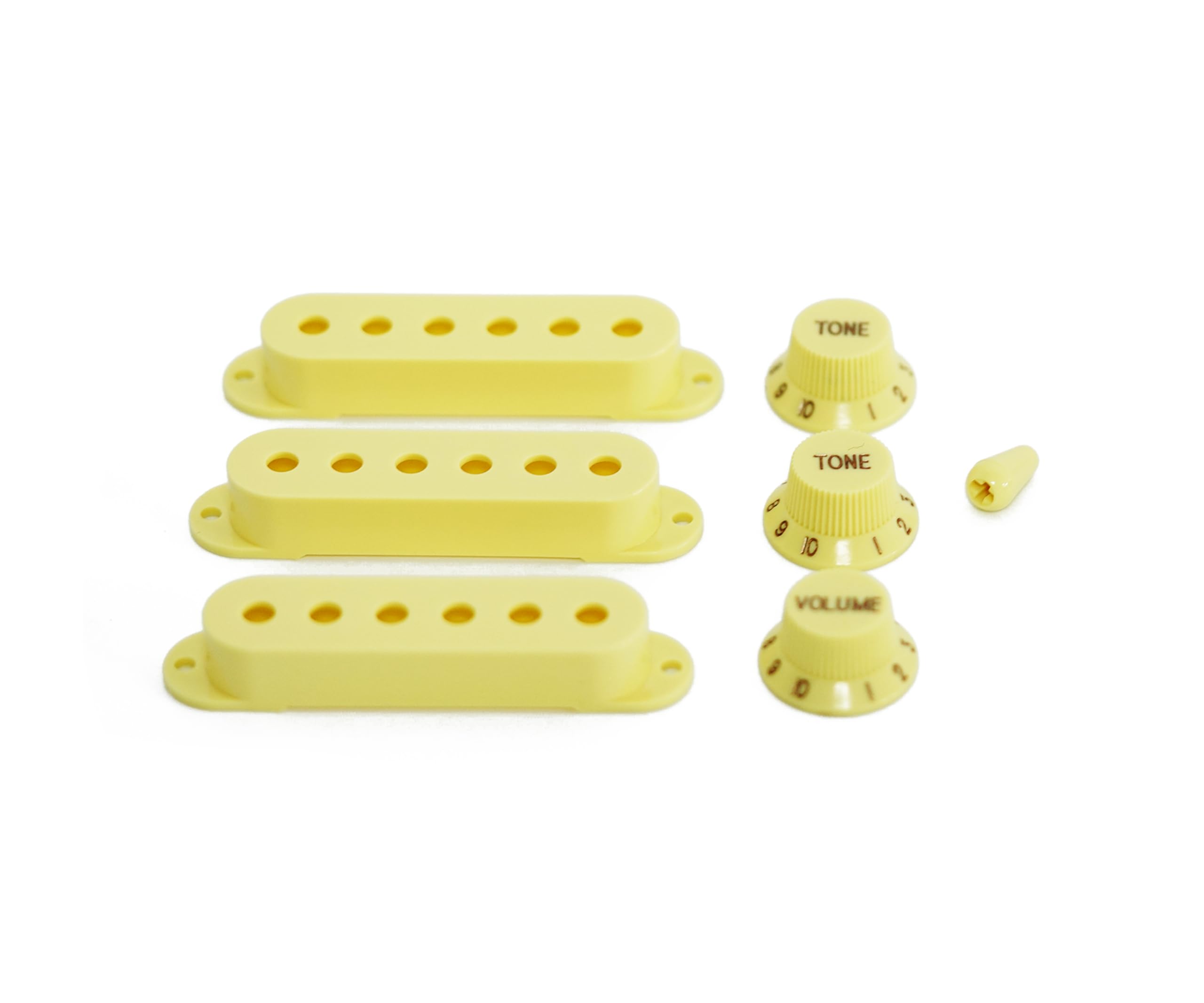 Guyker 3Pcs Plastic Guitars Single Coil Pickup Covers (52Mm Pole Spacing) & 1 Volume 2 Tone 1V2T Switch Knobs & Switch Tip Cap P